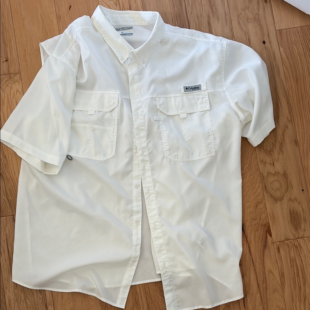 Columbia Men's White Short Sleeve Shirt PFG